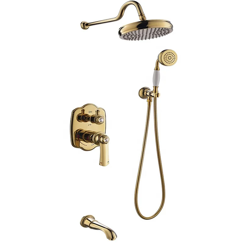 Classic Concealed Mixer Shower Set for Bathroom Brass Shower Set Bath Rose Gold Shower Mixer