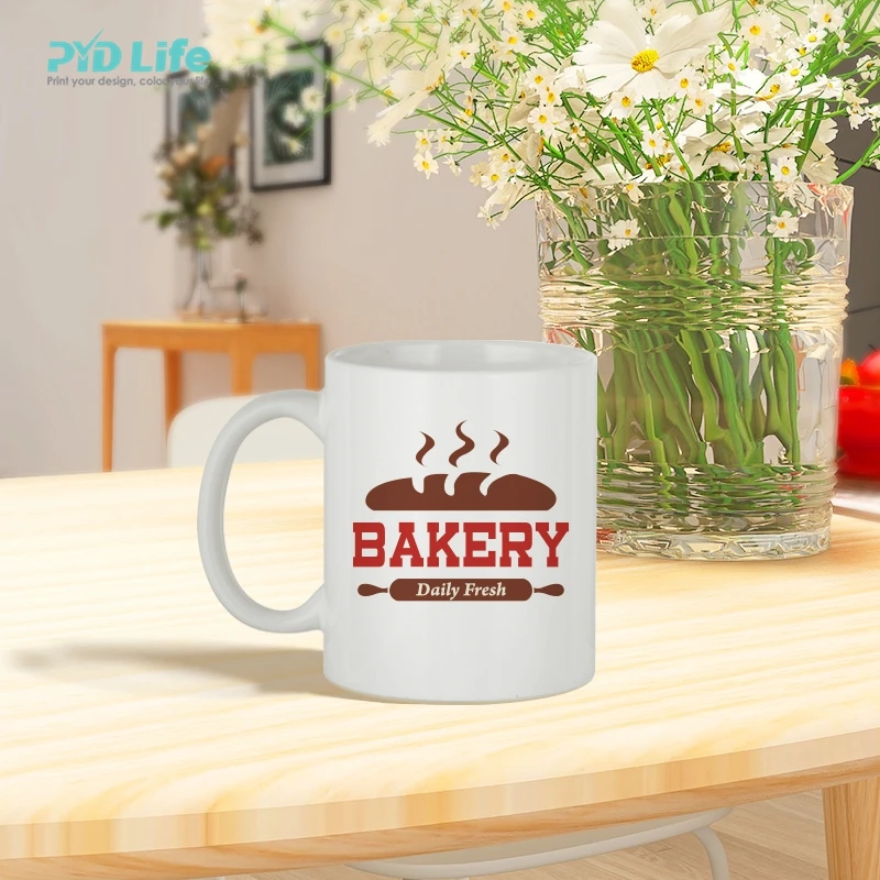 PYD Life 2021 Wholesale High Quality Sublimation 11oz White Coated Custom Mugs Ceramic Sublimation Blank Travel Coffee Mugs
