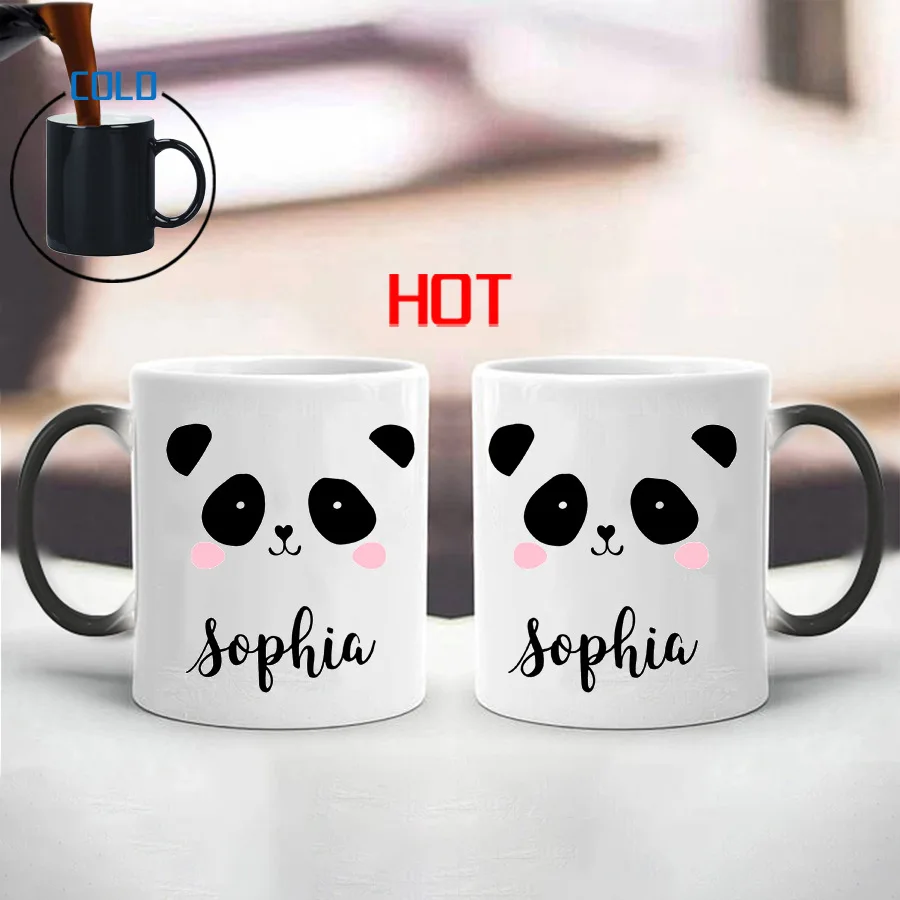 11oz Panda Color Change Mug ceramic thermal magic gradient coffee cup for gift
