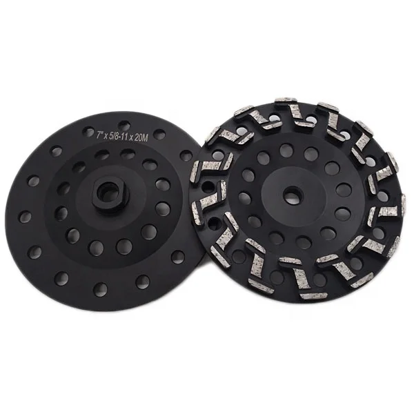 7 inch S Segment Diamond Threaded Steel Cup Grinding Disc