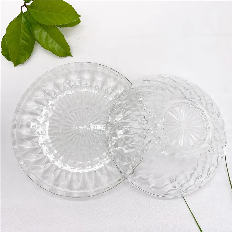 Factory direct sale diamond glass salad bowl glass dessert plate 6-piece set kitchen essential tableware price discount