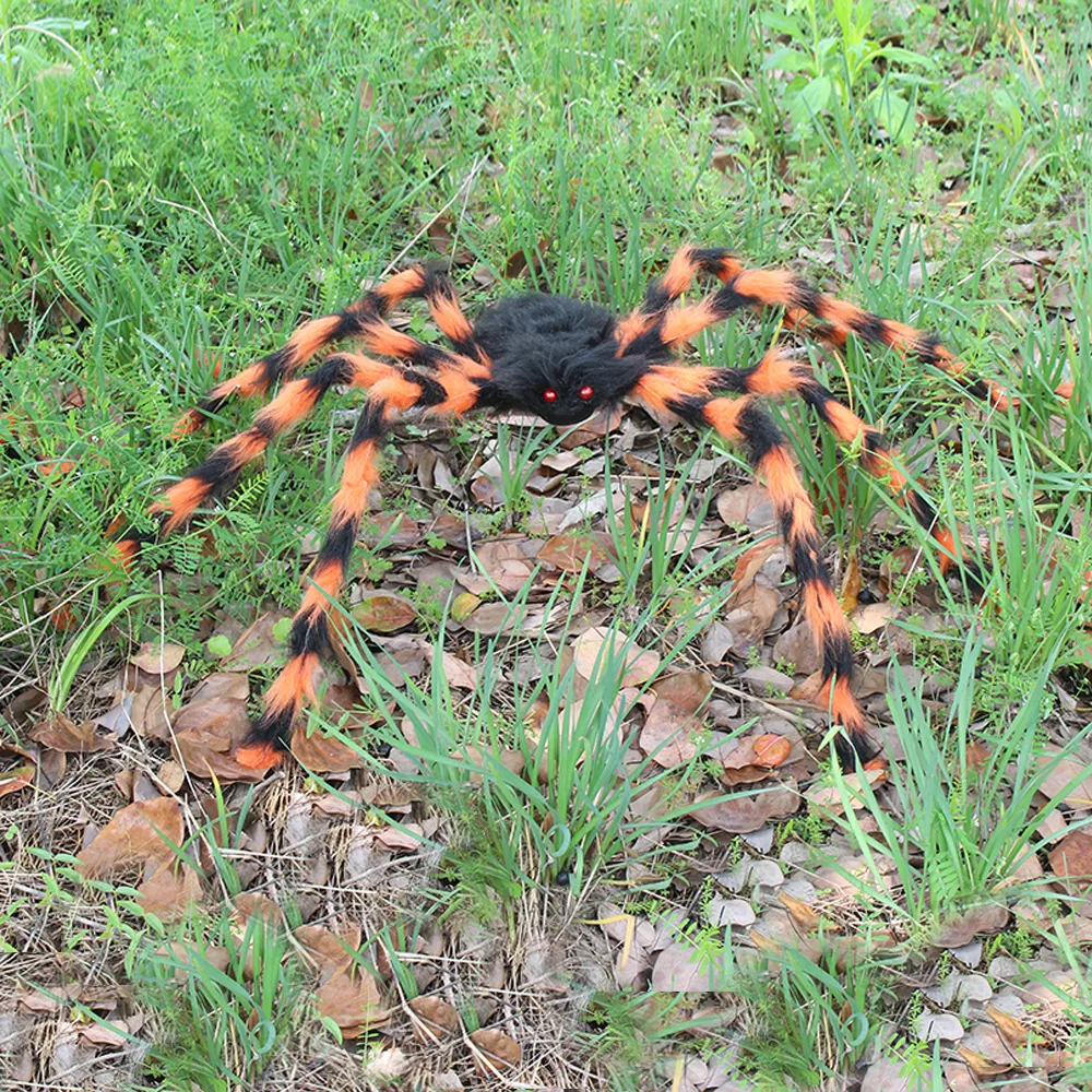 Halloween black spider color spider plush large spider ghost Festival party courtyard grass venue decoration props