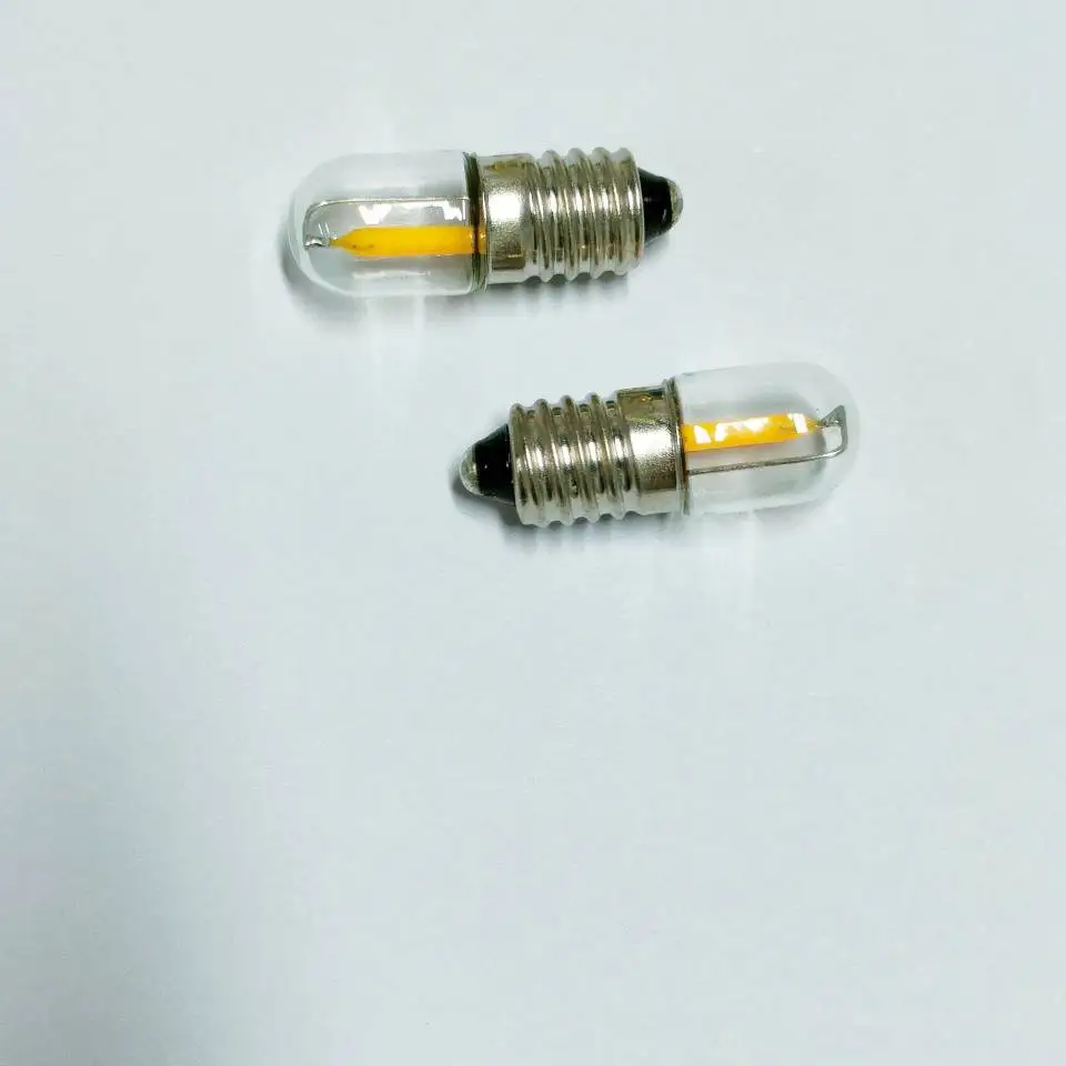 Led Filament Bulb E10 6.3V 12V 24V Round Top Auto Miniature Signal Bulb E10 0.3-0.5W Pinball LED Bulbs