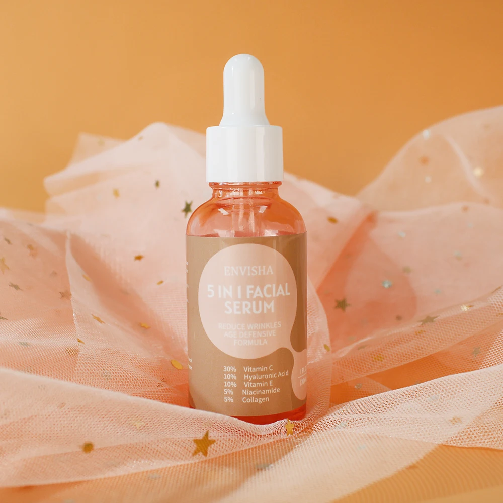New Korean Anti Aging Hyaluronic Acid Niacinamide Vitamin C E Skin Care Face Serum Facial Whitening 5 in 1