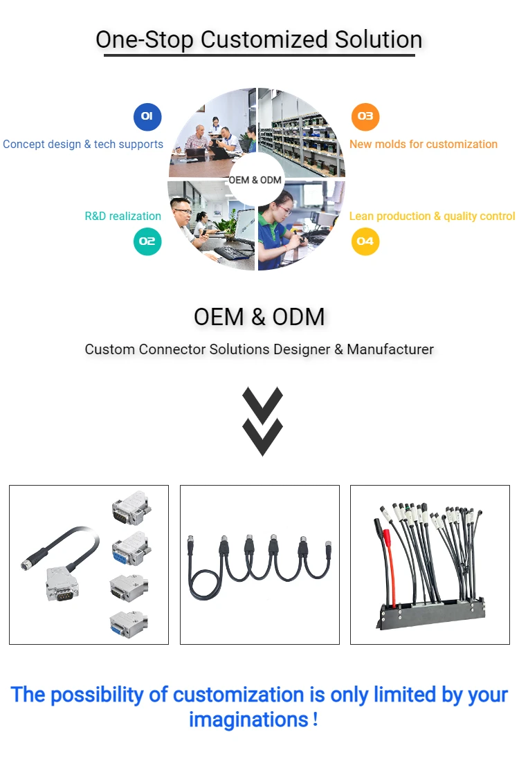 Cableforce M12 A code male connector molded cable un shielded free end with 180 degree 2 3 4 5 8 12 17pin