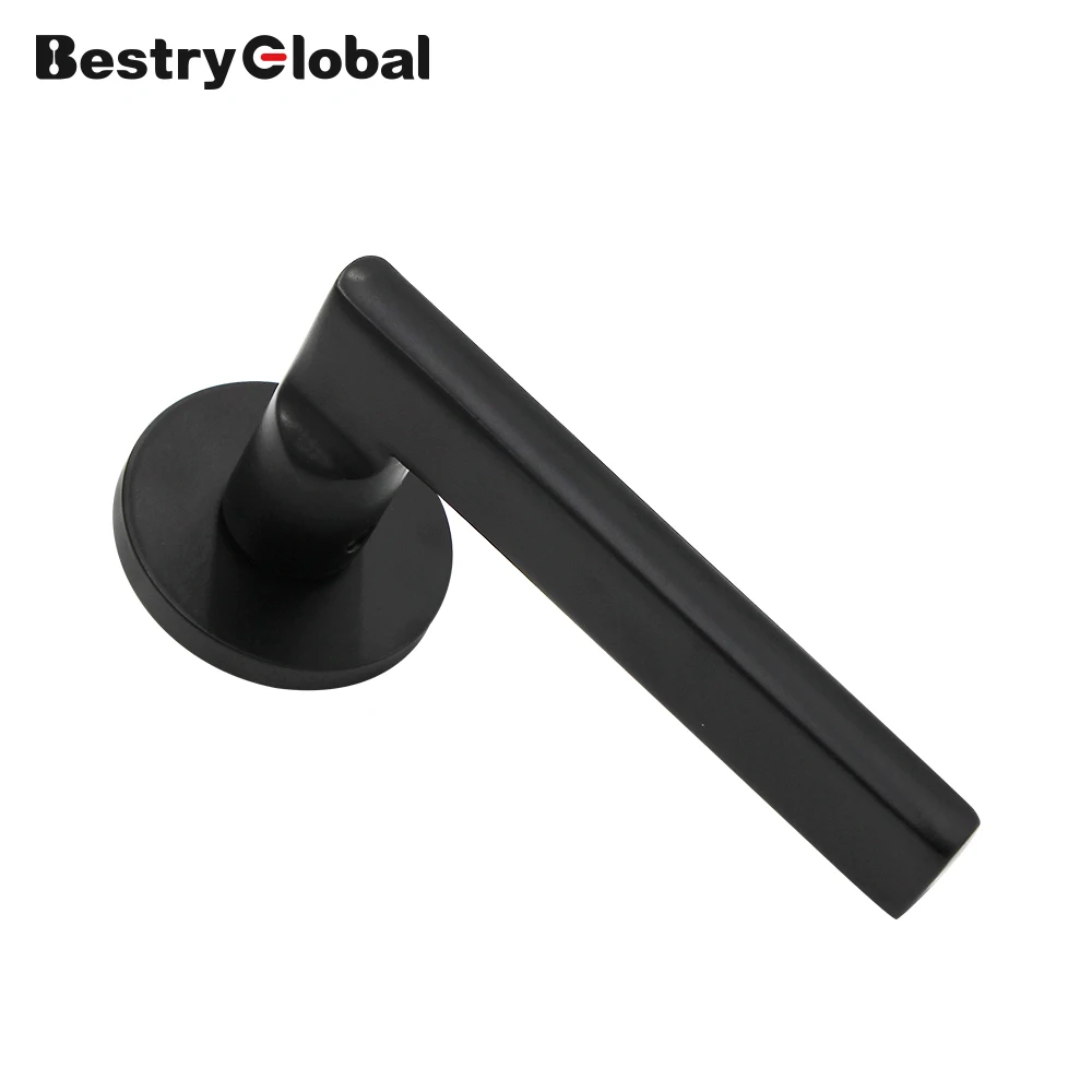  BestryGlobal Классическая матовая черная алюминиевая ручка для спальни дома гостиной интерьера двухсторонней двери и