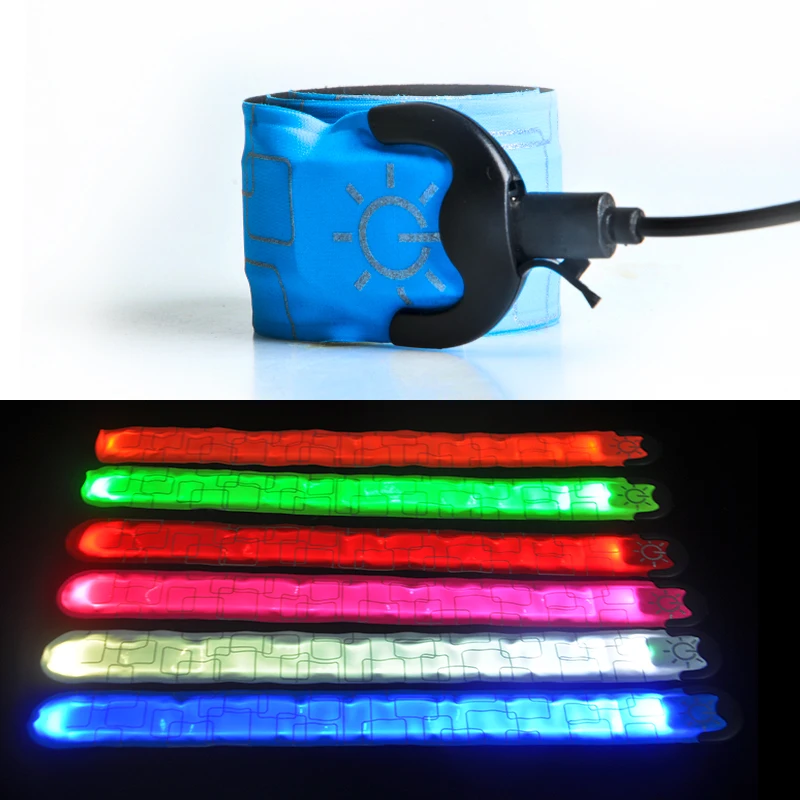 Подгонянный нейлоновый светодиодный спортивный USB перезаряжаемый ремешок на запястье браслет светящийся со вспышкой нарукавник