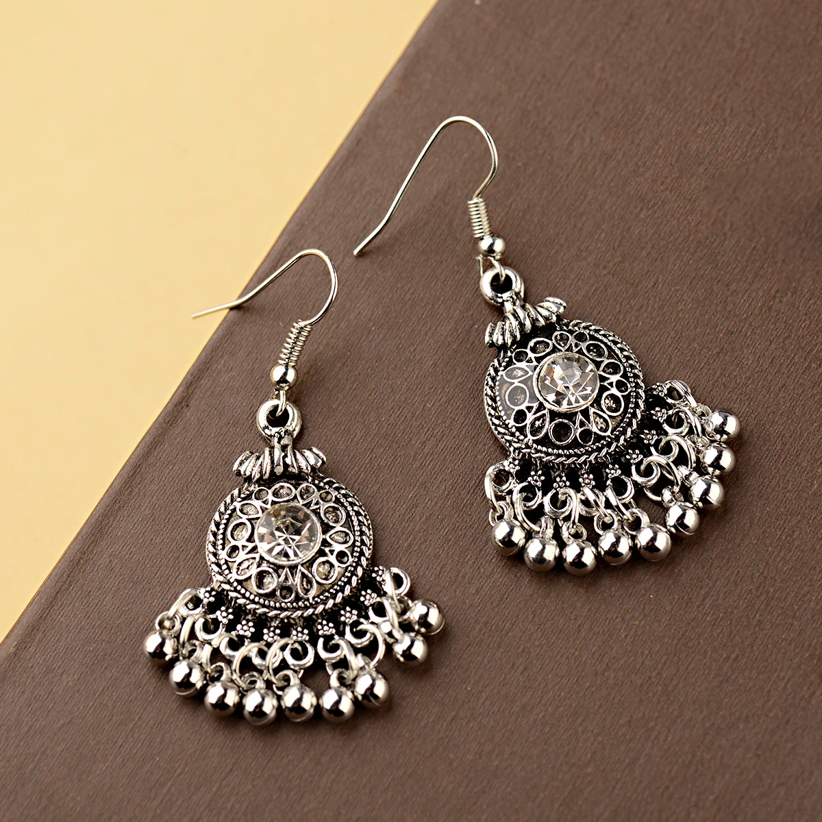 Boho Ethnic Gold Silver Plated Jhumka Indian Earring Gypsy Jewelry Vintage Dangle Hanging Earrings tassel pendant