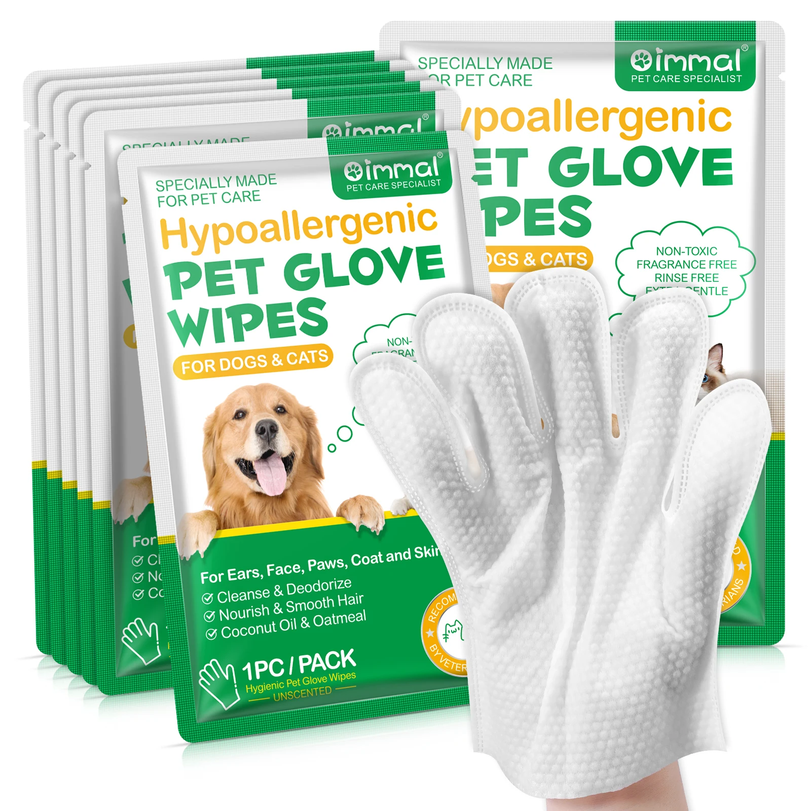 Custom Logo Disposable Thick Plant Based Grooming Cleaning Deodorizing Dog Wipes Cat Pet Cleaning Gloves Wipes For Paws And Butt