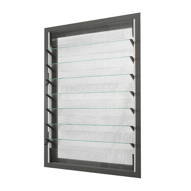 Australian Standard Aluminum Frame  Glass Louver Windows for Ventilation louvered window with mosquito net