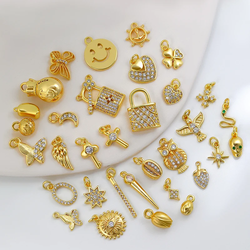 Hot Sale Butterfly Charms Diy Earring Necklace Pendant 18k Gold Color Jewelry Making Findings and Accessories