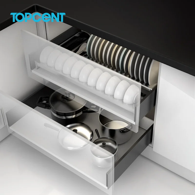 TOPCENT, Тандемная коробка, полностью удлиняющийся мягкий закрывающийся ящик, скользящий металлический ящик с бампером, скользящая роликовая дорожка