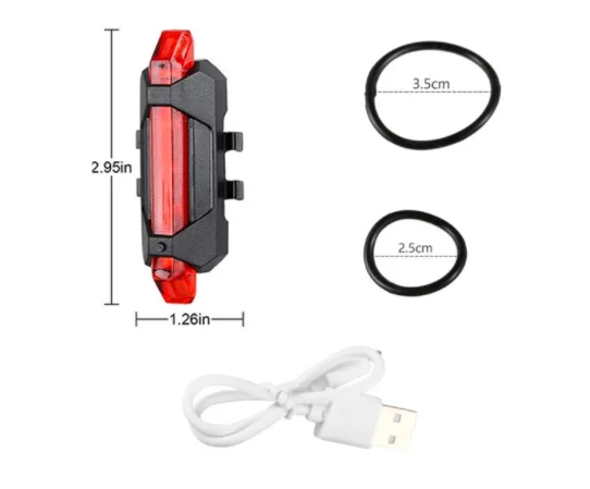 Best price small plastic red blue white LEDs USB rechargeable bike back warning light rear light bicycle tail light
