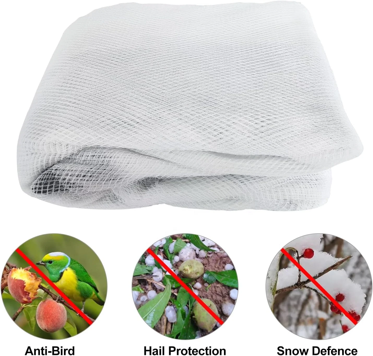 Garden Netting for Bird Insect and Bug Cover Multiple Size White Mesh Fabric Mosquito Net for Fruit & Vegetable Protection