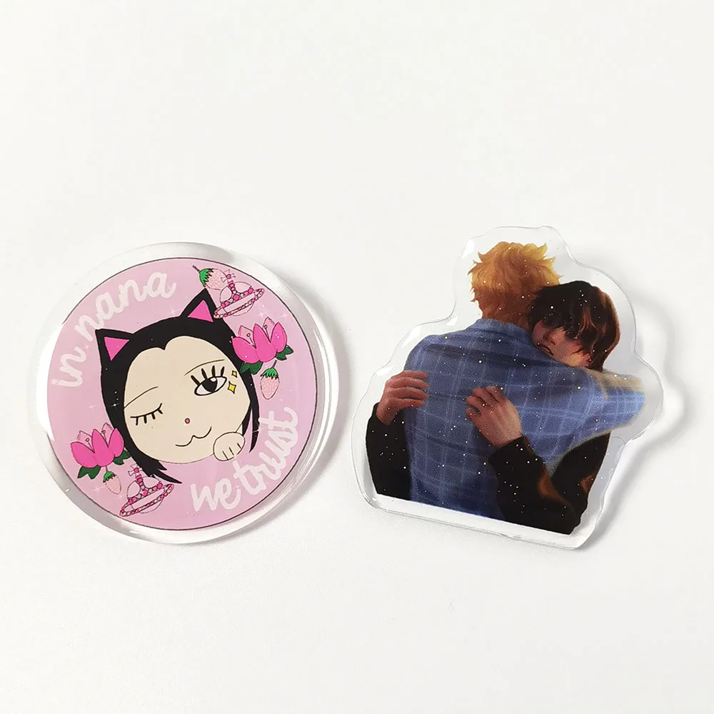 Custom promotional glitter epoxy acrylic pin badge for clothing decoration