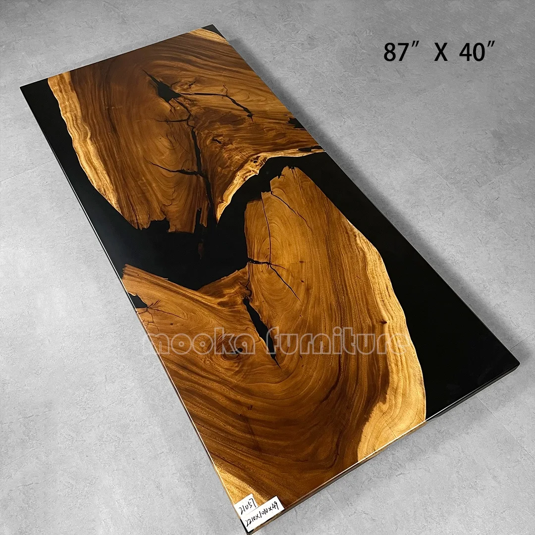 Factory direct supply the lowest price for live edge wood slab river dining table unique epoxy resin table