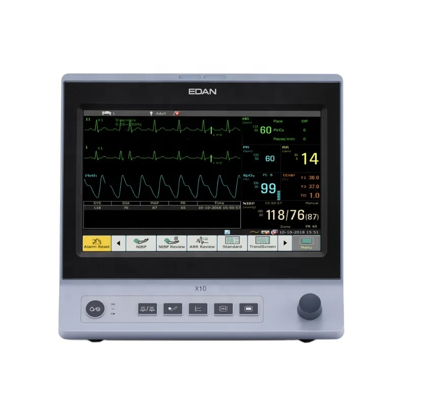 Compact design Veterinary monitor 10.1 Inch touch screen vital sign monitor X8 X10 X12 Vet with 3/5-lead ECG RESP SpO2 NIBP