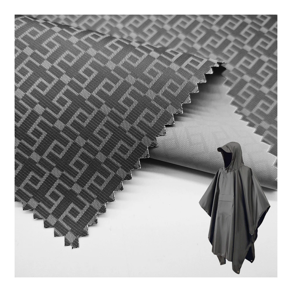 Wholesale 100% polyester waterproof raincoat fabric with PVC coated jacquard water proof poncho fabric