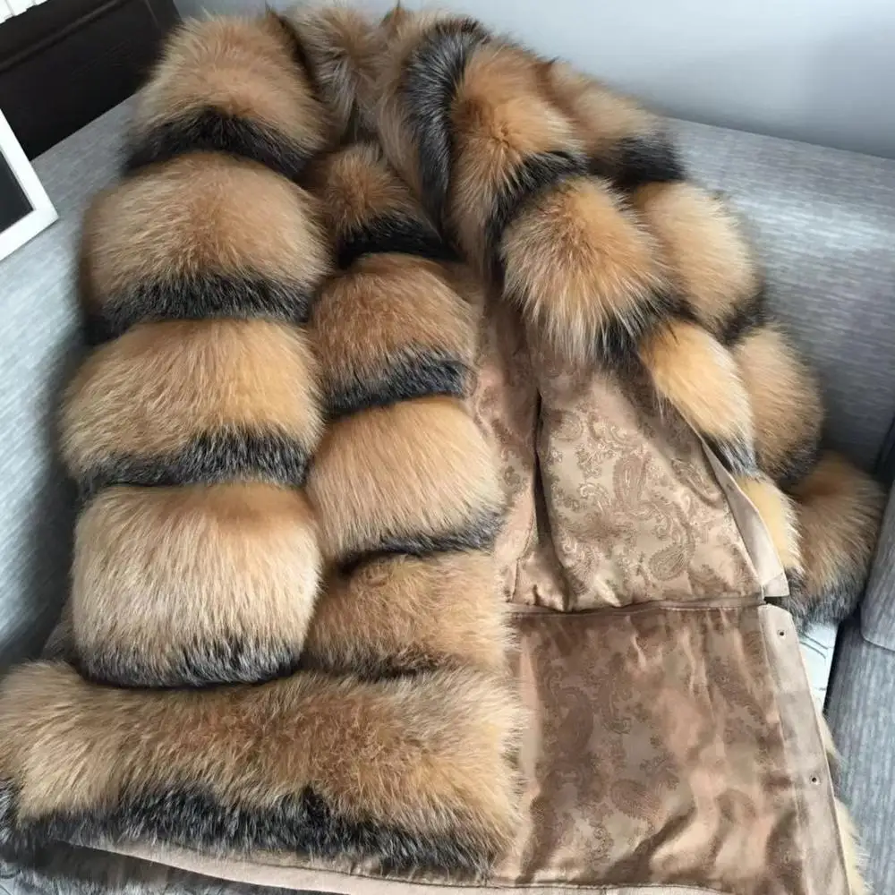 
Winter warm cloth custom made high quality elegant women fox fur coat 
