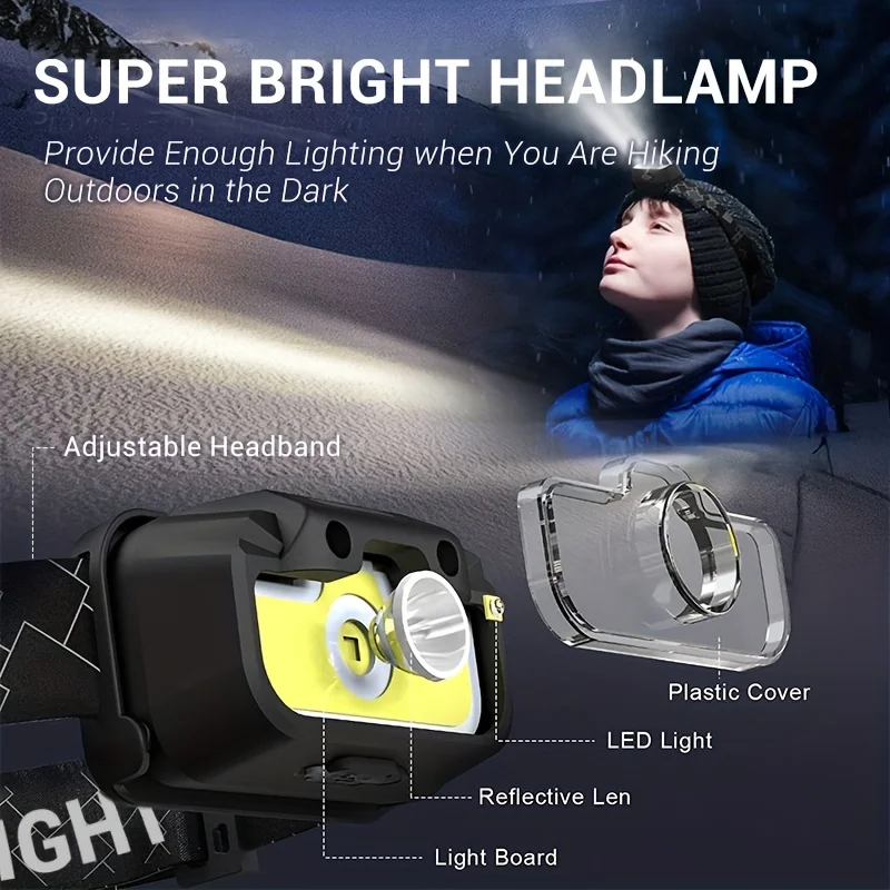Waterproof LED White Red Camping Head Light Farming Headlamp for Versatile Use