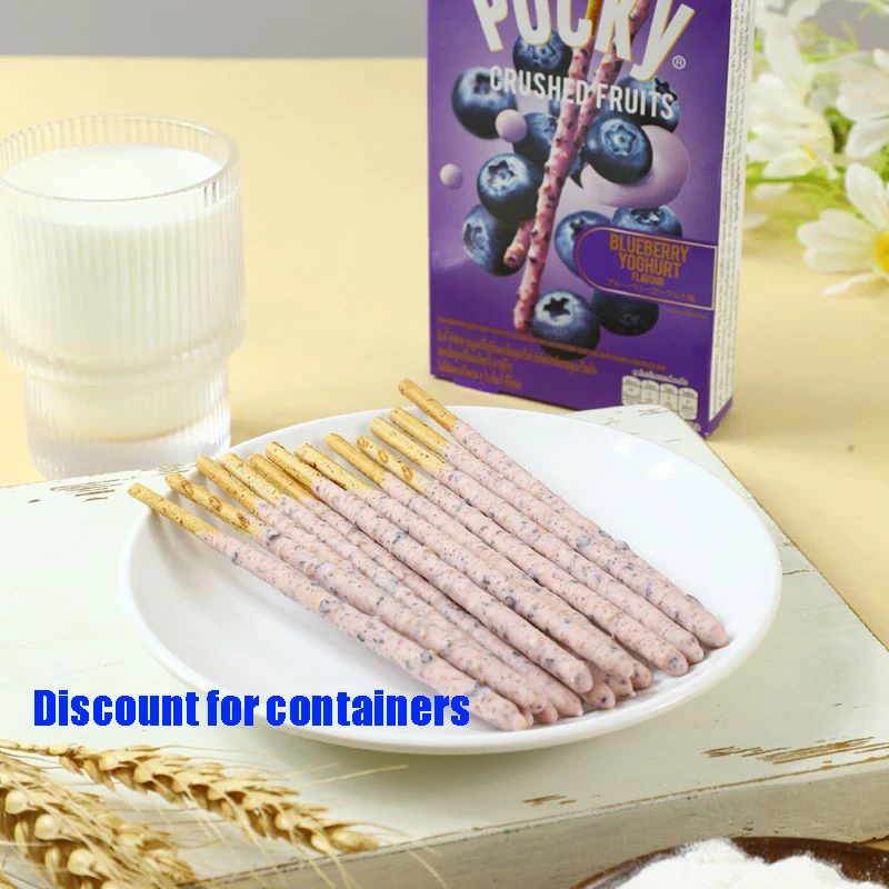 Pocky Fruit Grains Long Finger Biscuits 45g Crispy Sweet Snacks with Blueberry Strawberry Cream Chocolate Fruity Cheese Flavors