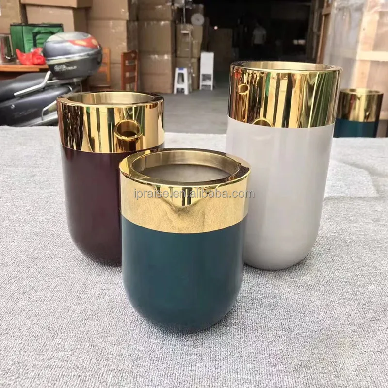 Home Decor Flower Vases Metal Gold Large Indoor Flower Pots /modern floor tall white vase