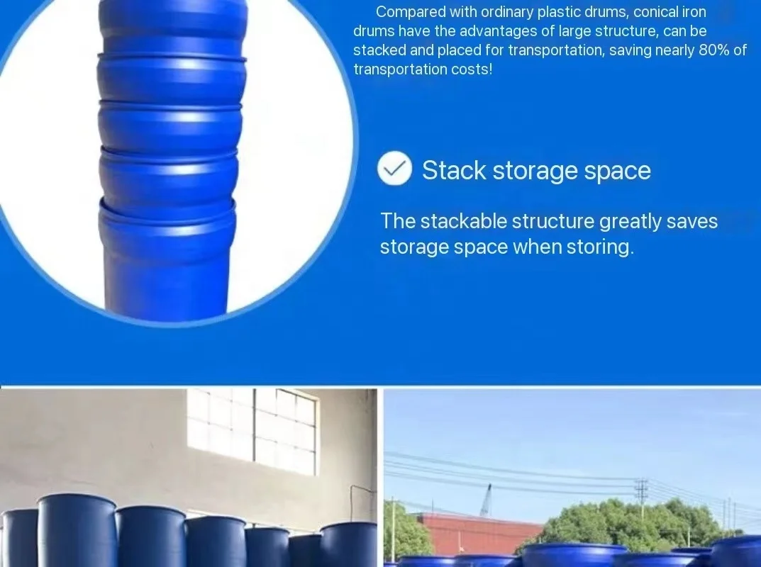200L Stackable Plastic Drum Plastic barrels With top open Lid and metal ring