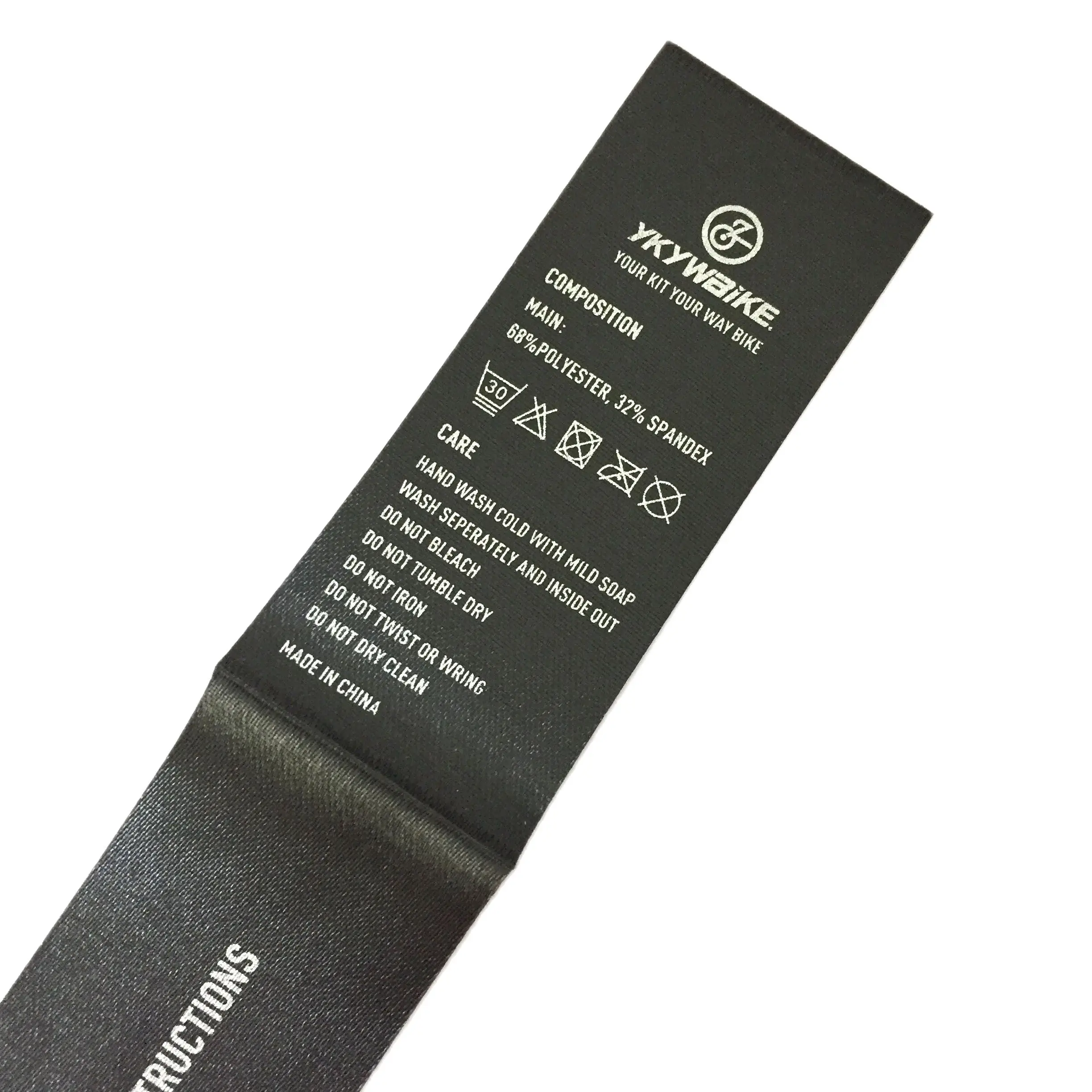 Customized Printed Brand Silver Color Logo Washing Care Polyester Printing Satin Label for Garment