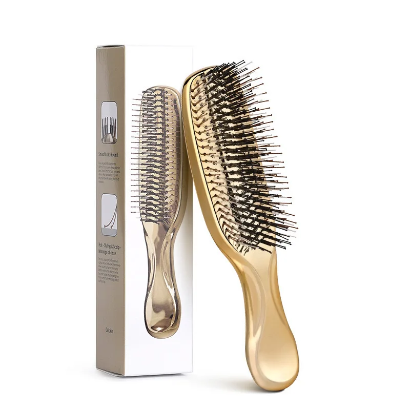 Factory direct sale electroplate message comb scalp care anti-static combs barbershop home hair comb for wet dry hair