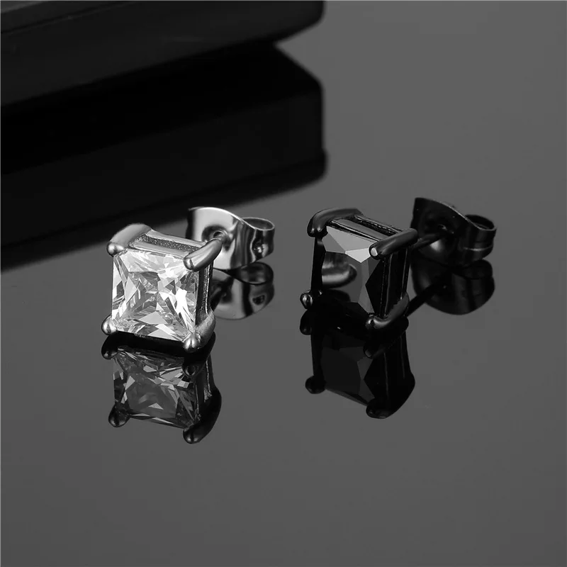 Titanium steel cast zircon earrings stainless steel earrings crystal screw ear crystal studs for men women