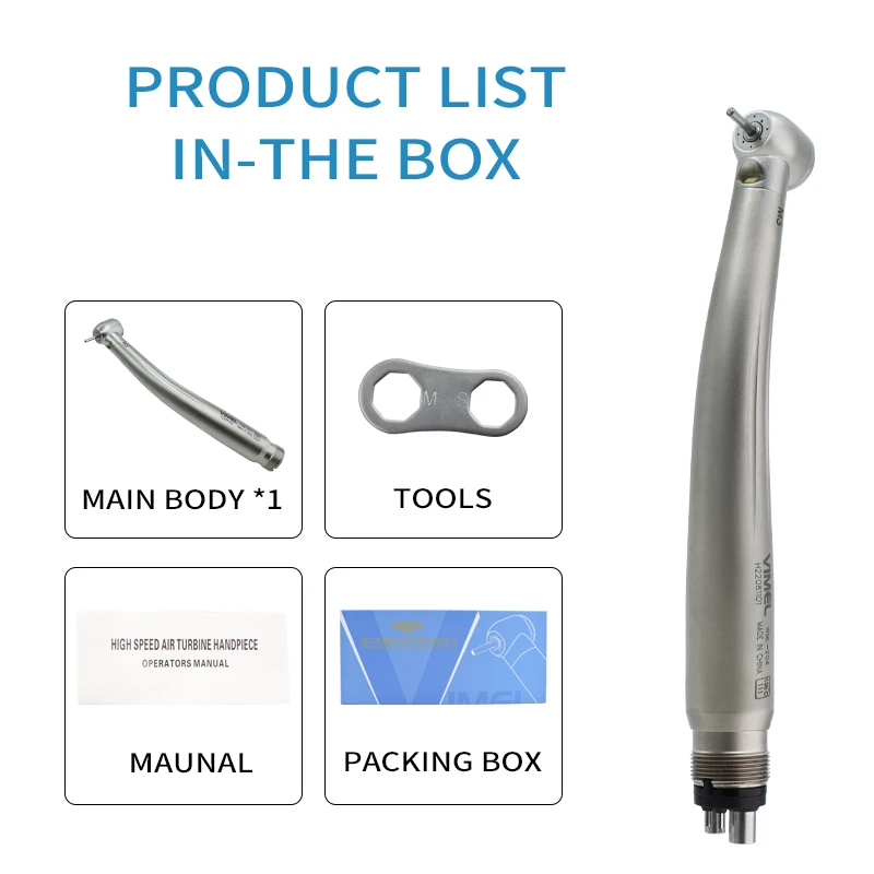 Dental Max3 LED High Speed Handpiece E-generator Push Button  Air Turbine 4 Water Way 2/4 Hole