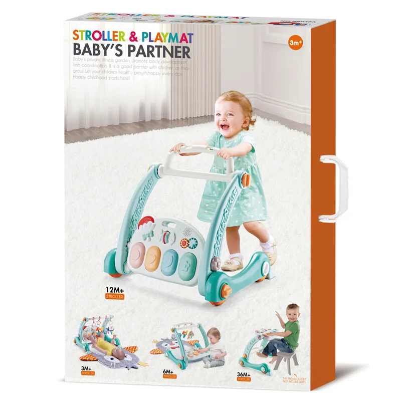 4 in 1 Musical Pedal Piano Playmat Carpet Baby Fitness Walker Stroller Gym Activity Play Mat with Baby Rattle teether Pendant