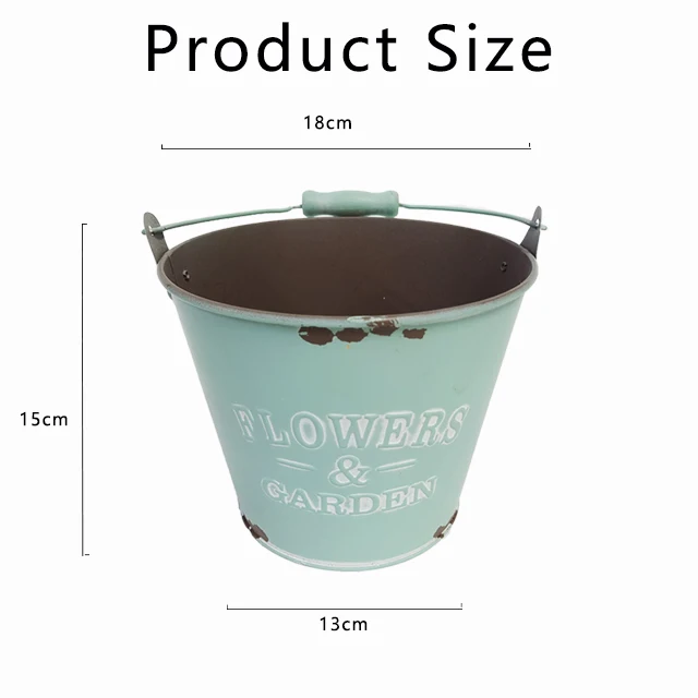 Retro Flower Container Garden Decor Barrel Vintage Farmhouse Round Metal Plants Jug Holder Decorate Iron Planter