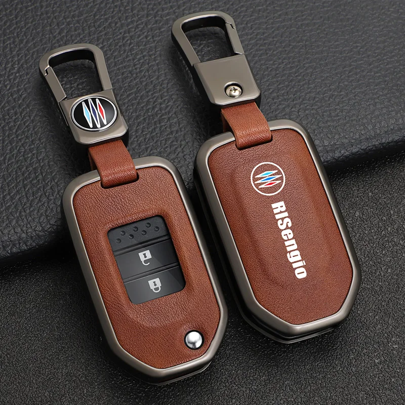 Remote Key Cover Zinc Alloy+Leather Car Key Case Suitable for Honda Avancier Vezel Accord Civic Jade Fit Crider Odyssey Elysion