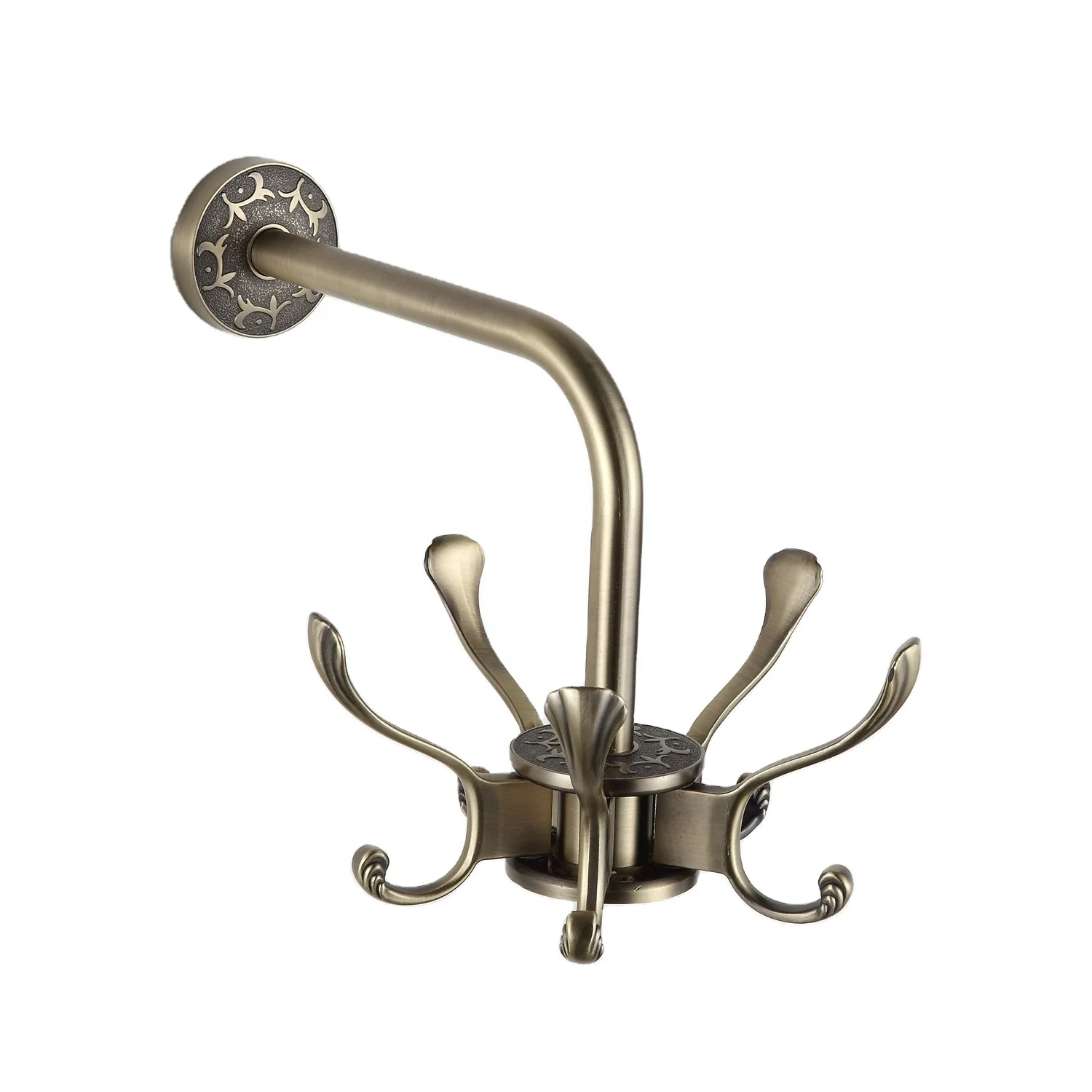 Black Coat Hooks Bathroom accessories metal wall mounted multi head clothes hook rotatable Zinc Alloy bathrobe towel hook