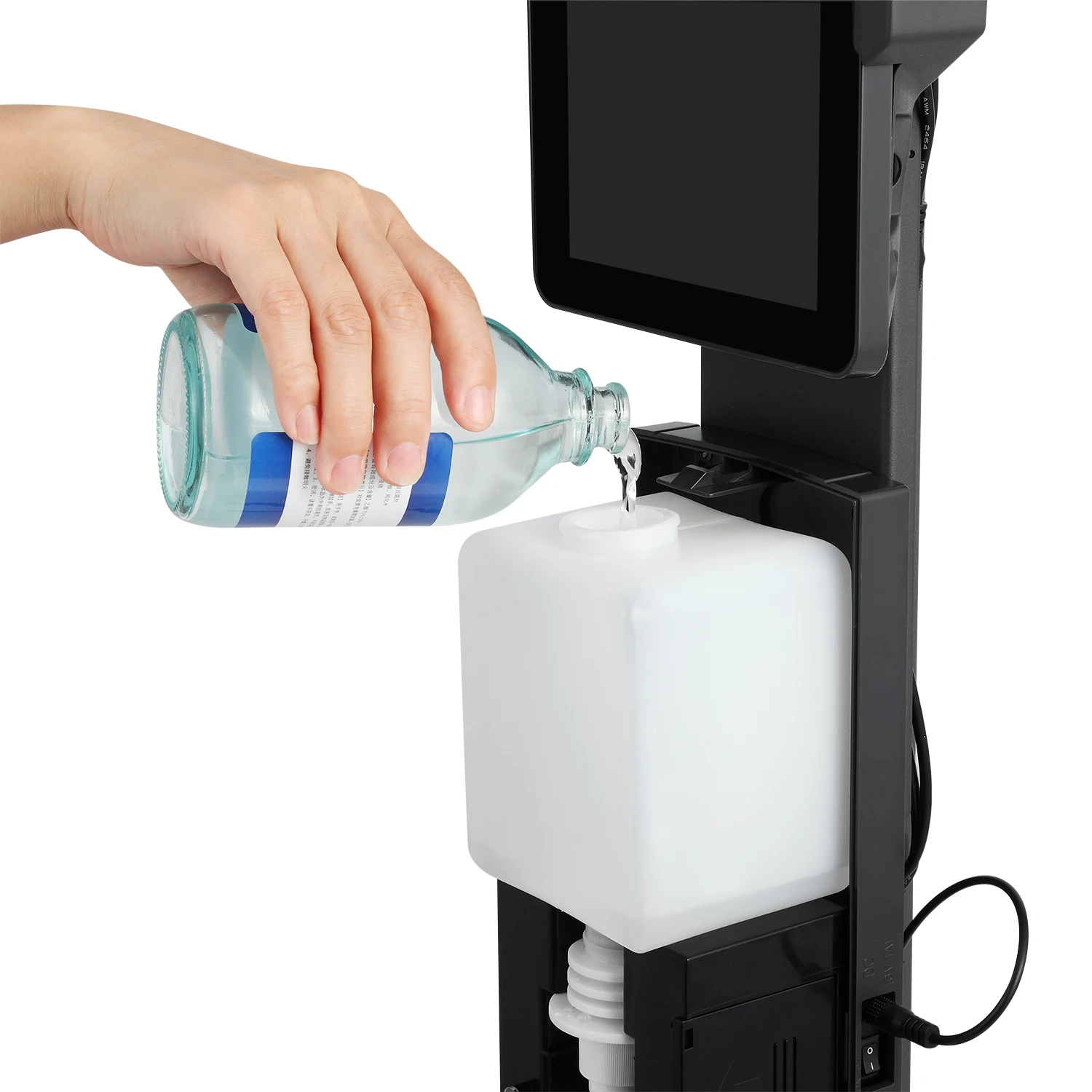 Automatic Hand Sanitizer Dispenser Touch Free for Liquid Soap Spray Alcohol with Sensor Temperature Thermometer