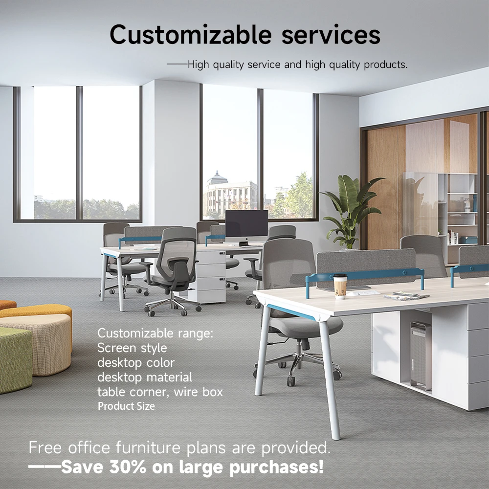 New design small desk office modern workstation white workstation cubicle 4 people workstation standardization