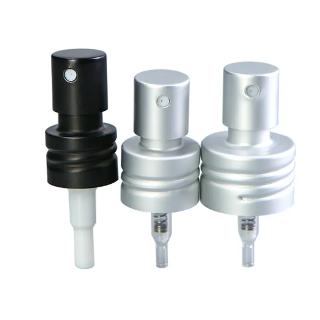 Hot selling recyclable perfume 18/20/24 crimp pump aluminum mist screw sprayer for cosmetic packaging