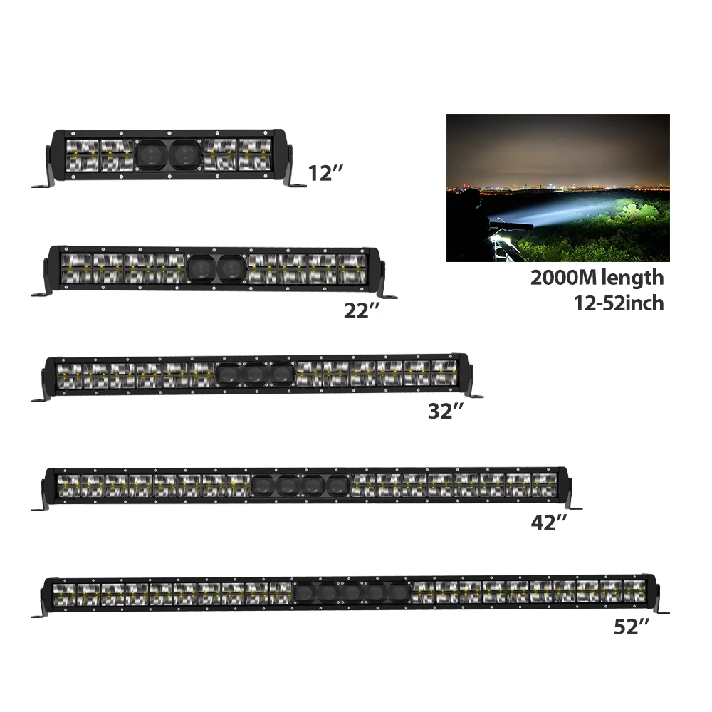 2021 Newest Patent Design 2000m Distance 22' 32' 42' 52' inch Dual Row Led Light Bar for OffRoad 4x4 4WD