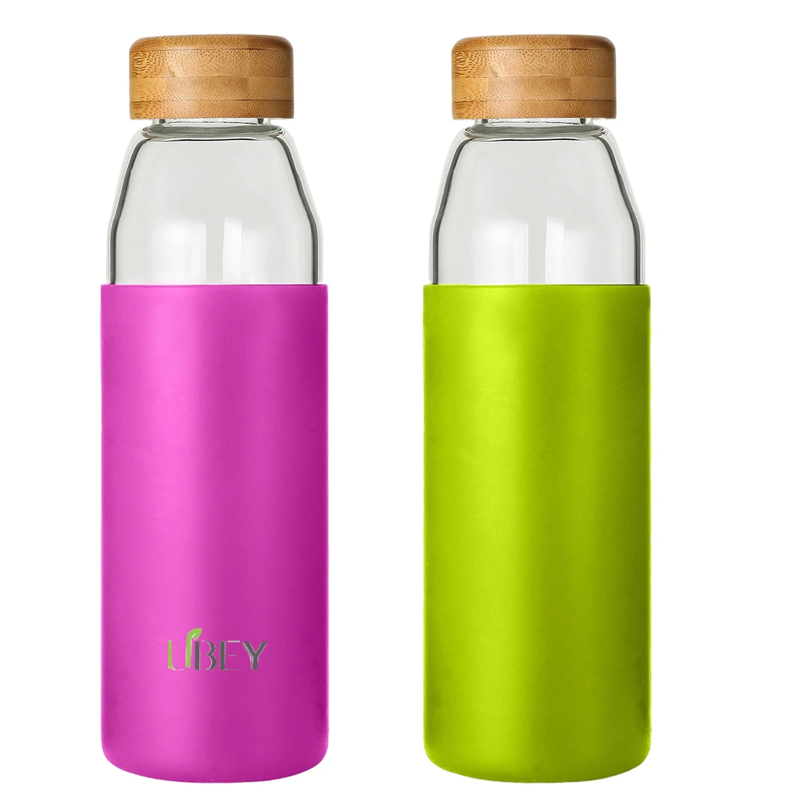 most popular products fridge water bottle bamboo lid glass cup with silicone sleeve