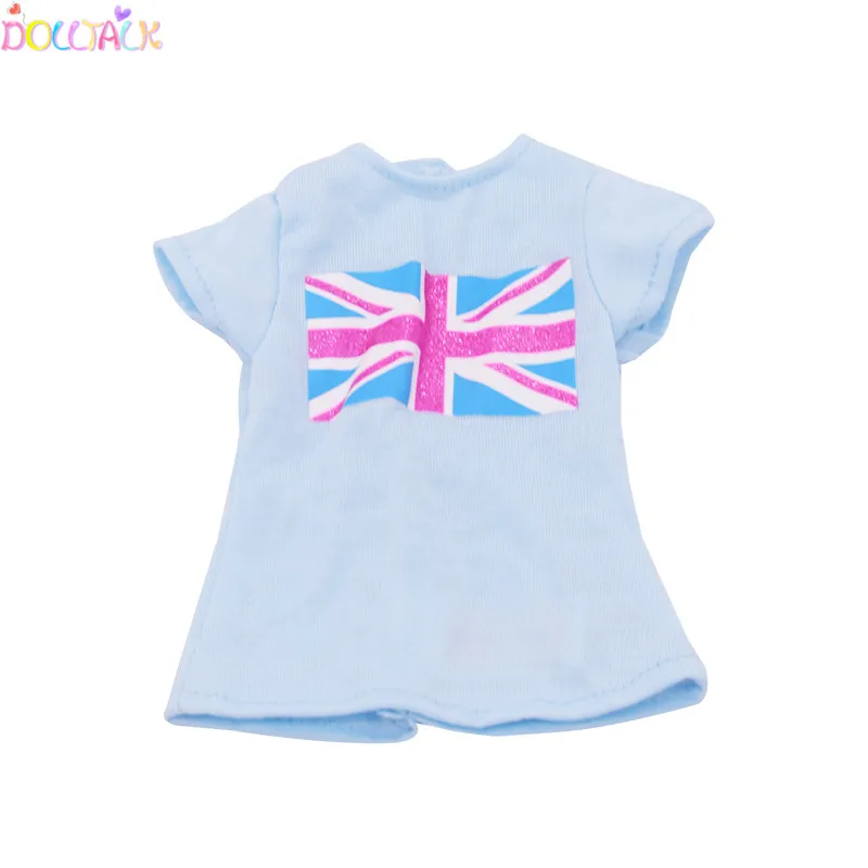 Wholesale  18-inch American Doll Blue Cotton Flower Pattern Fresh T-shirt  Casual Doll Clothes