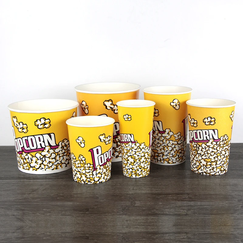 Popcorn Tub Custom Design Disposable Paper Popcorn Bucket from 24oz to 180oz