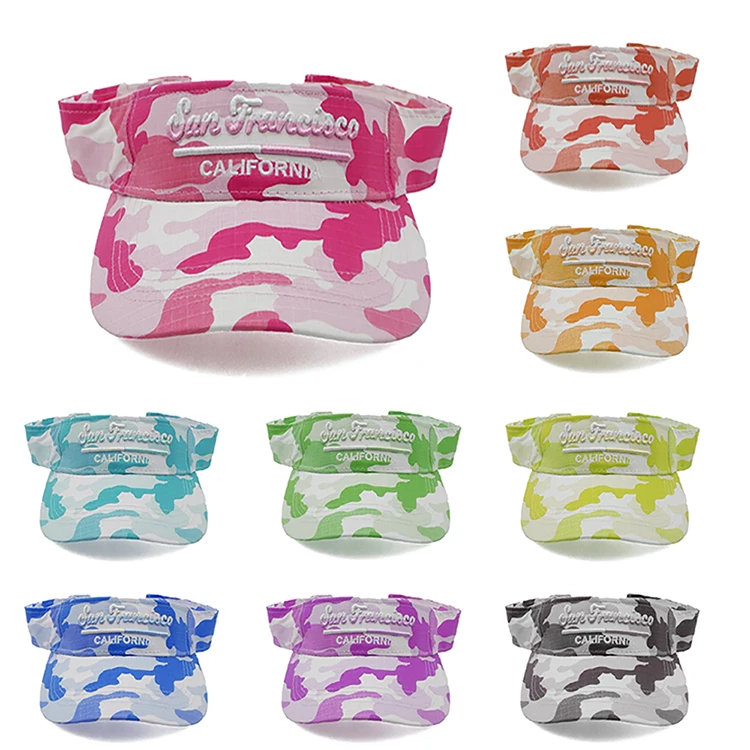 New Design Summer Camouflage Cheap Embroidery Logo Sun Visor Adjustable Hat Sports Running Cap Custom For Men Women Outdoor
