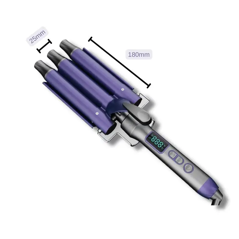 Home Use New Three Barrel Ceramic Ionic Big Wave Curler Automatic Lcd Curling Iron With Triple Barrel Hair Waver Hair Curler