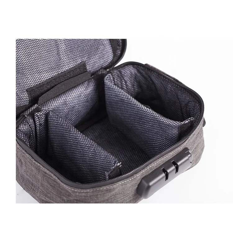 Oxford cloth Travel case carbon lined ziplock smell proof bag with Fixed partition