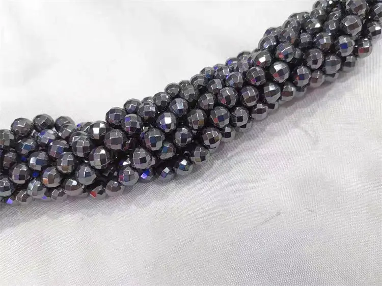 Wholesale A Grade Natural Smooth Gemstone  Hematite Cutting Loose Faceted Stone  beads