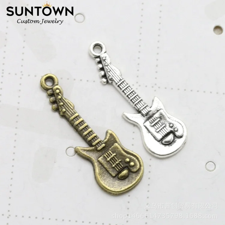 
Suntown Diy Retro Silver Plated Alloy Charms Guitar Jewelry Yiwu Musical Instrument Bling Jewelry For Women Designer Charms 