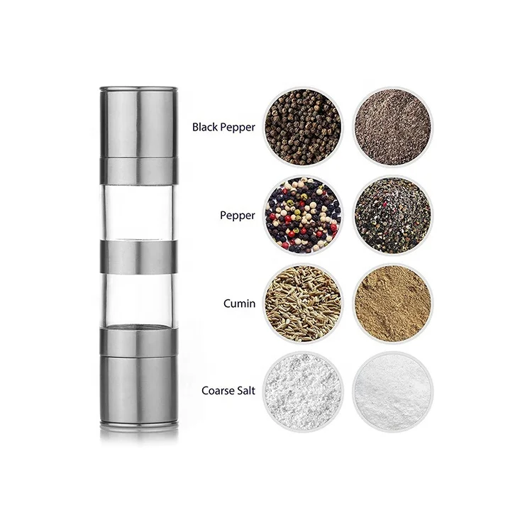 Stocked Amazon Hot Salt 2 in 1 Adjustable Salt Pepper Spice Grinder With Ceramic Burr Core