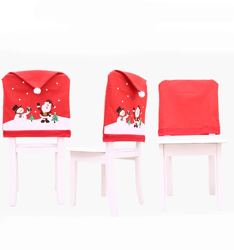 2022 Christmas Chair Cover Case Santa Snowman Xmas Party Seat Chair Case Cover indoor christmas party chair covers