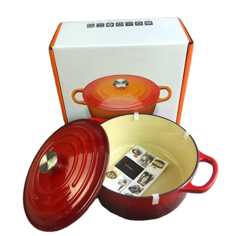 Kitchen Cooking Pot Multiple colors Enameled Cast Iron Dutch Oven Bread Baking Pot With Lid